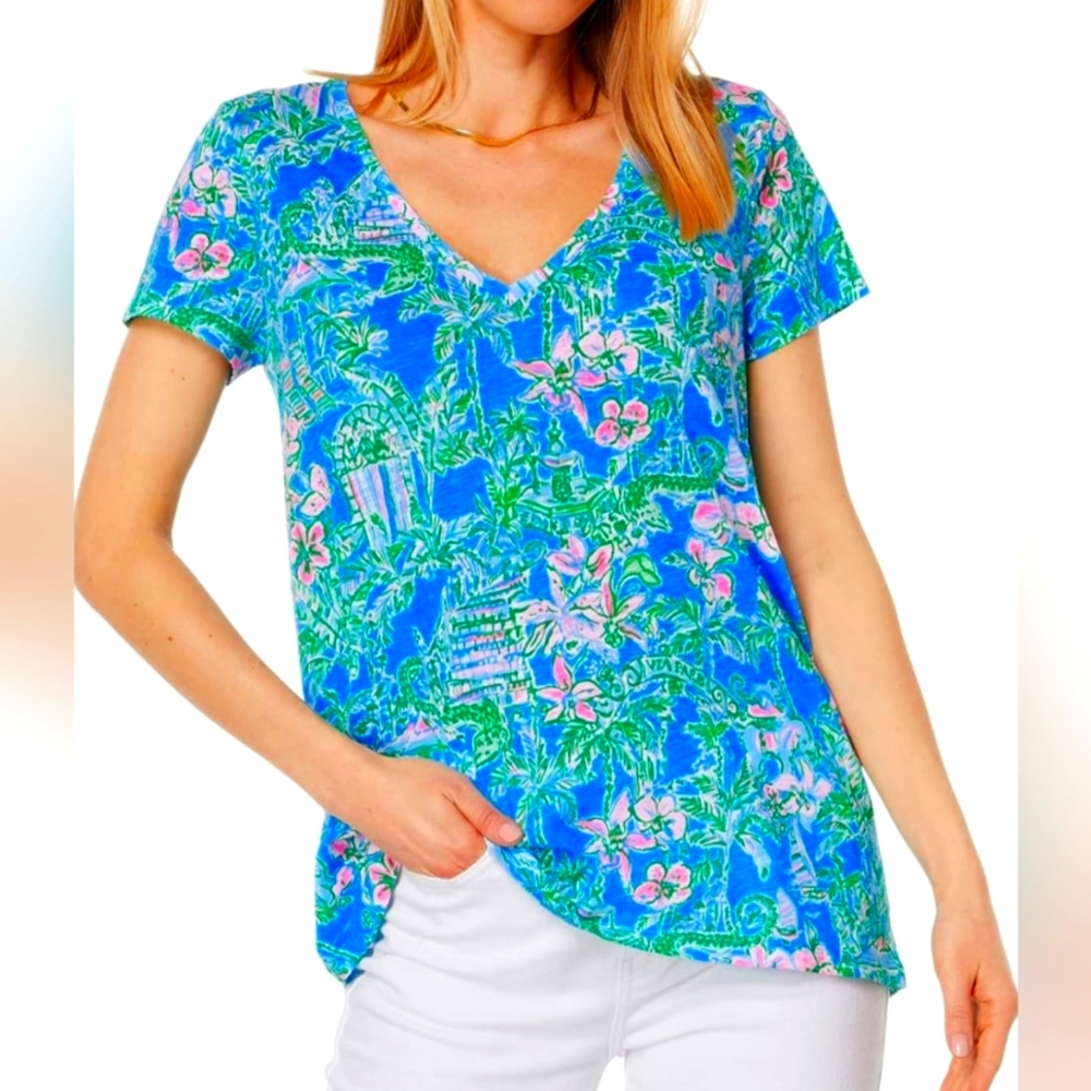 Lilly Pulitzer Blue Floral Women's Top